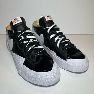 Nike Sacai x Blazer Low‎ Black Patent Leather Men's Size 11 Sneakers New W/O Box